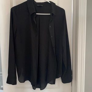 Black Sheer Fancy Button up